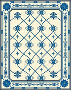 Blue Floral Lattice Border Design Rug