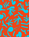 Abstract Coral Teal Organic Forms Rug