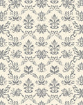 Elegant Gray Flourish Damask Pattern Rug