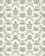 Elegant Gray Flourish Damask Pattern Rug