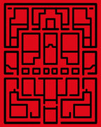 Bold Red Geometric Maze Design Rug