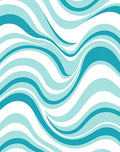 Aqua Blue Wavy Stripe Design Rug