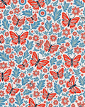 Red Butterflies and Floral pattern Rug