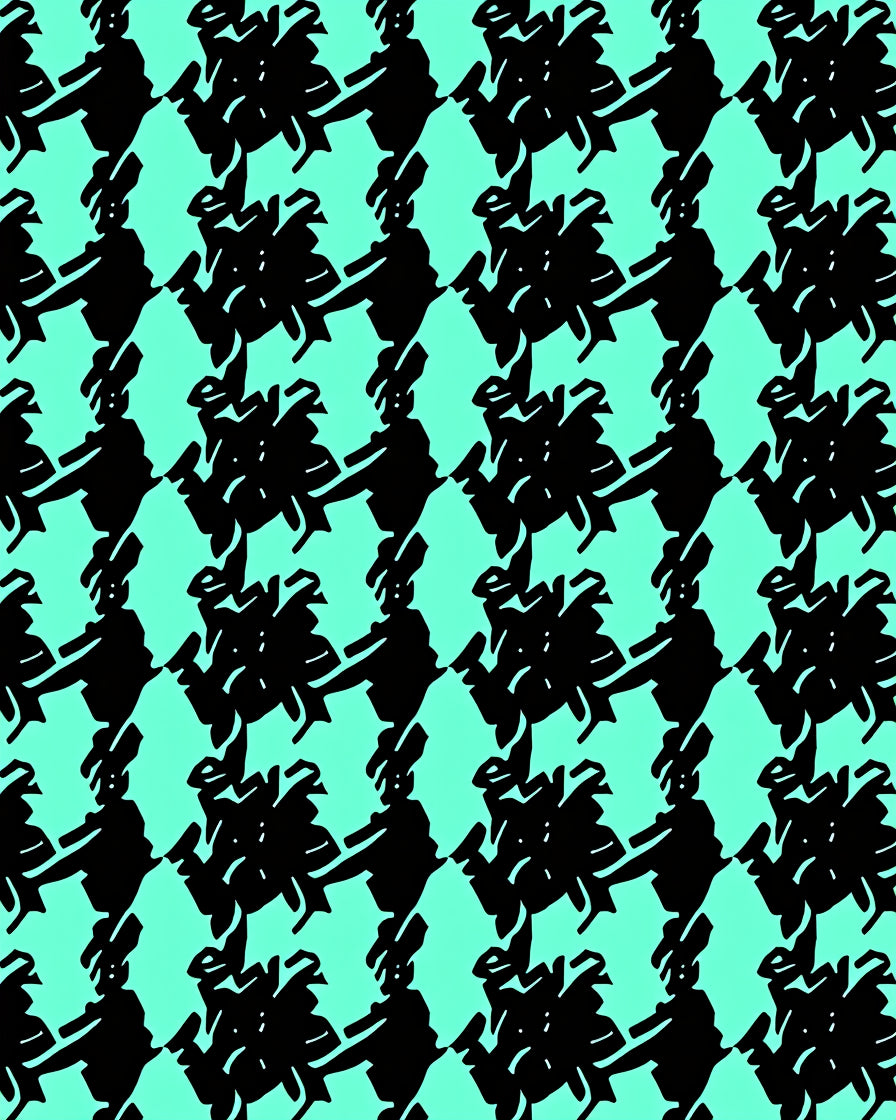 Abstract Black Teal Geometric Pattern Rug