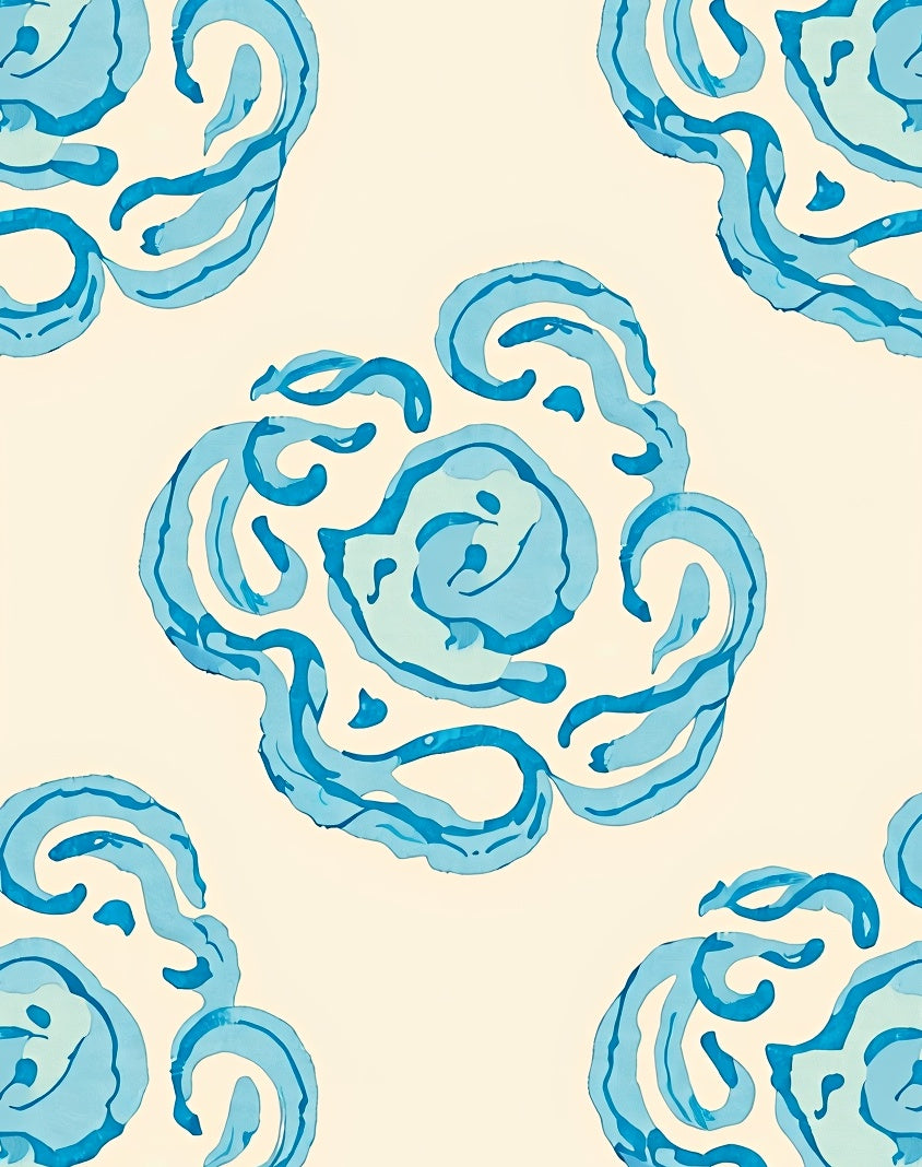 Abstract Blue Swirls Pattern Rug