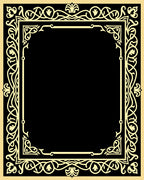 Elegant Gold Black Intertwined Floral Pattern Rug