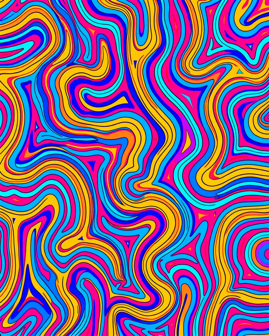 Bold Groovy Wavy Line Pattern Rug
