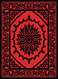 Red Black Floral Symmetry Rug