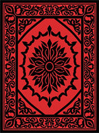 Red Black Floral Symmetry Rug