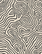 Abstract Black Swirls Beige Pattern Rug