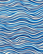 Abstract Blue Wave Pattern Rug
