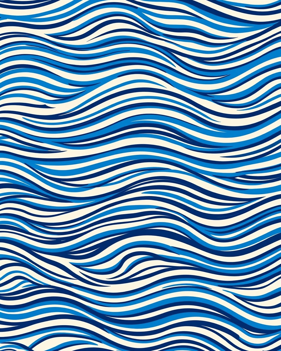 Abstract Blue Wave Pattern Rug