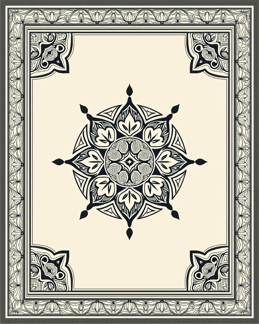 Ornate Floral Mandala Pattern Rug