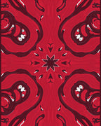 Red Wavy Organic Swirl Design Rug
