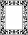 Classic Scrollwork Black White Border Rug