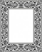 Classic Scrollwork Black White Border Rug