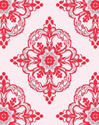 Red Floral Mandals Inspired Design Rug