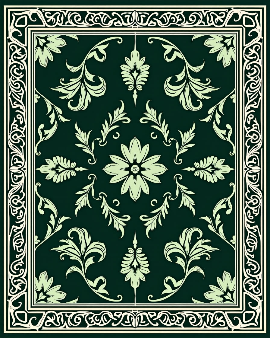Elegant Floral Scrollwork Patterned Rug