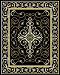 Elegant Black Gold Floral Scroll Rug