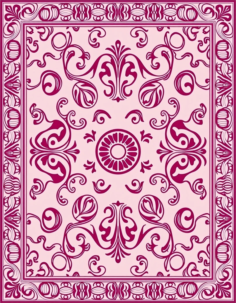 Baroque Floral Inset Border Rug