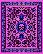 Bold Pink Skull Floral Border Rug