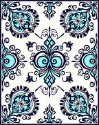 Intricate Teal Navy Floral Design Rug