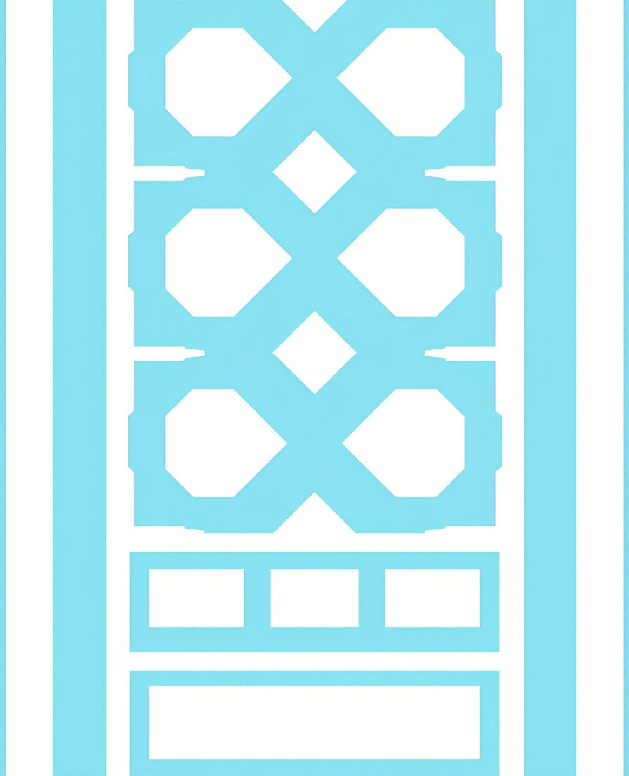 Blue White Abstract Geometric Lines Rug