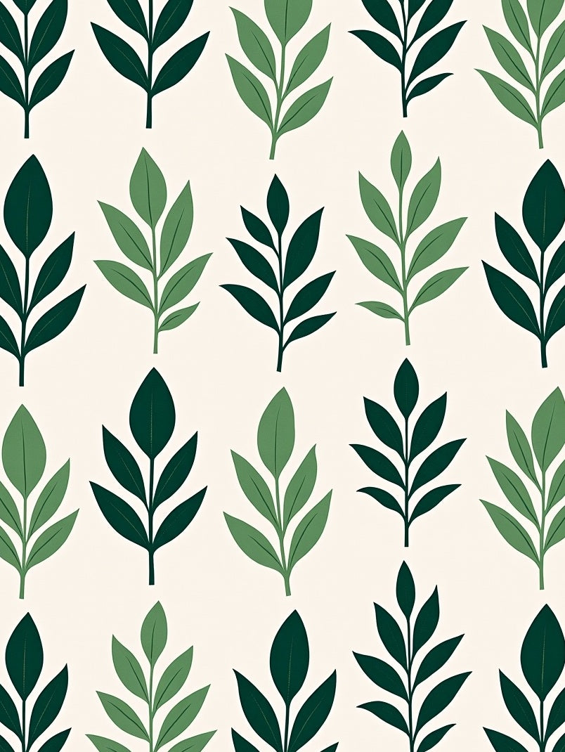 Forest Green Leaf Pattern Rug