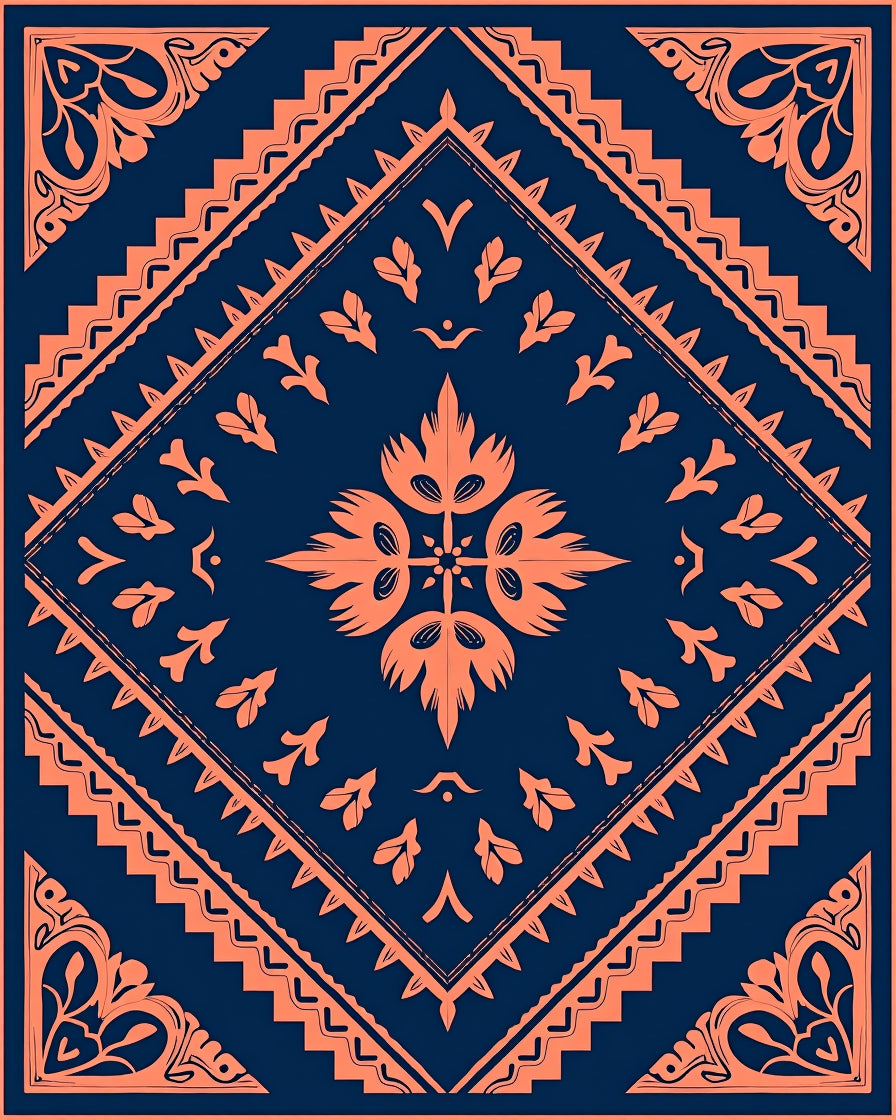 Ornate Floral Geometric Motif Rug