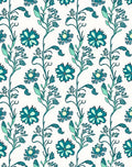 Teal Floral Vine Pattern Rug