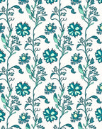 Teal Floral Vine Pattern Rug