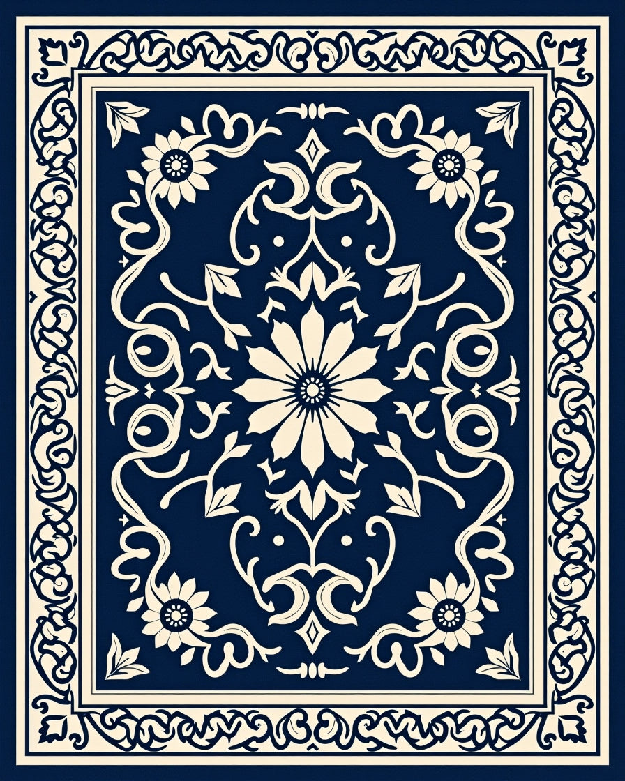 Classic Floral Scrollwork Pattern Rug