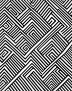 Bold Black White Geometric Maze Pattern Rug