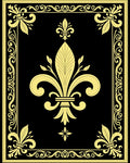 Ornate Black Gold Fleur-De-Lis Rug