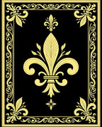Ornate Black Gold Fleur-De-Lis Rug