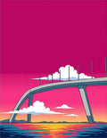 Vibrant Bridge Sunset with Sky Reflection Rug