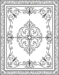 Ornate Scrollwork Floral Square Design Rug