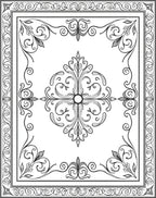 Ornate Scrollwork Floral Square Design Rug