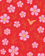 Pink Floral Whimsical Butterfly Design Rug