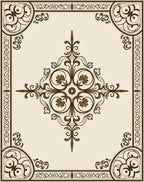 Intricate Floral Scrollwork with Borders Rug