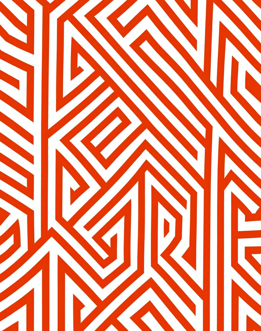 Abstract Orange White Geometric Design Rug