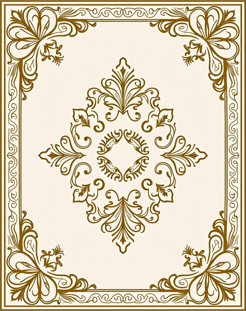 Elegant Floral Scroll Work Rug