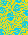 Abstract Wavy Blue Yellow Design Rug