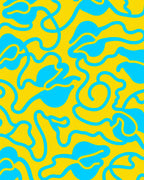 Abstract Wavy Blue Yellow Design Rug