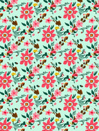 Playful Pink Floral Pattern Rug