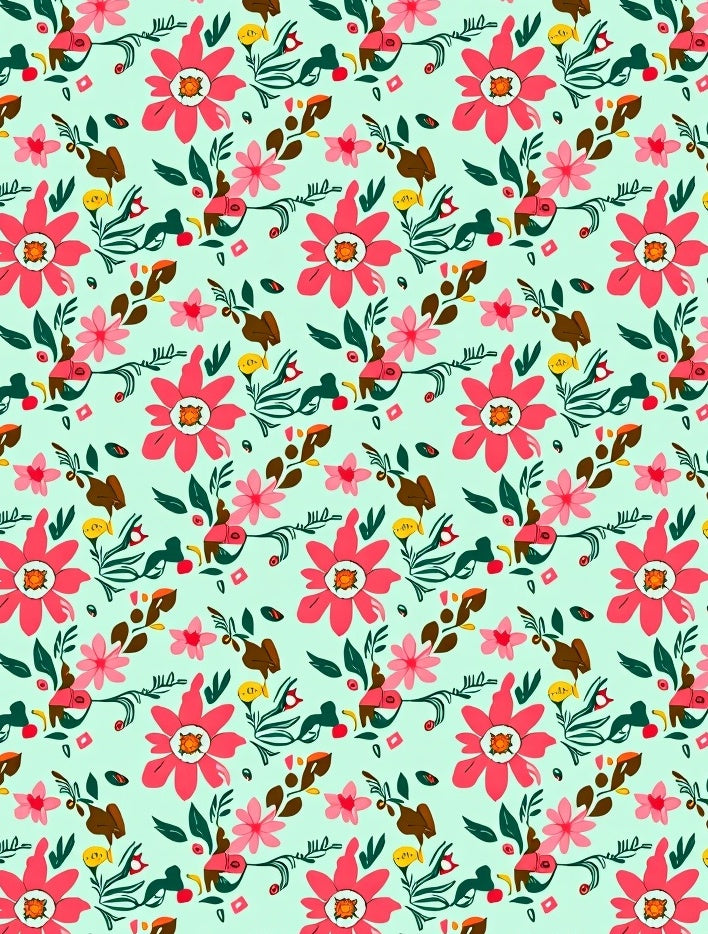 Playful Pink Floral Pattern Rug