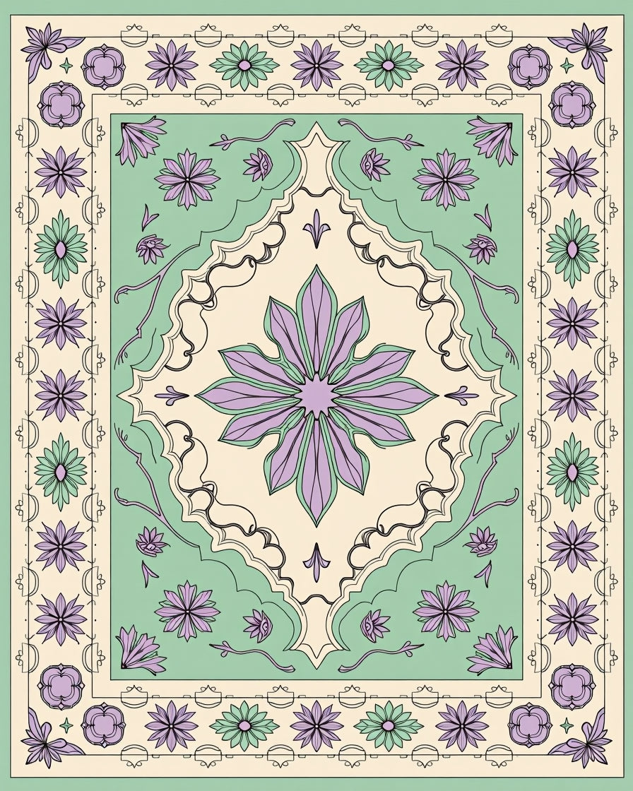 Pastel floral symmetry decorative Rug
