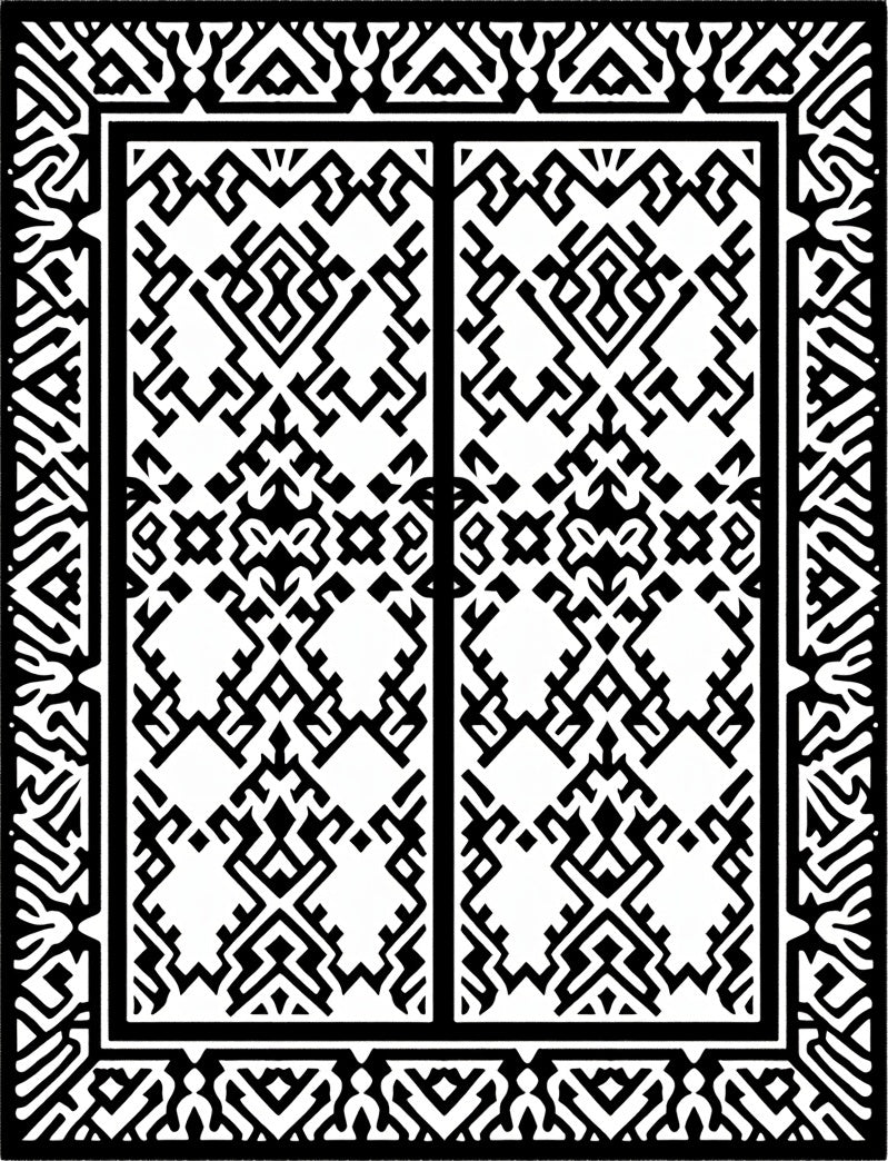 Bold Black and White Geometric Design Rug