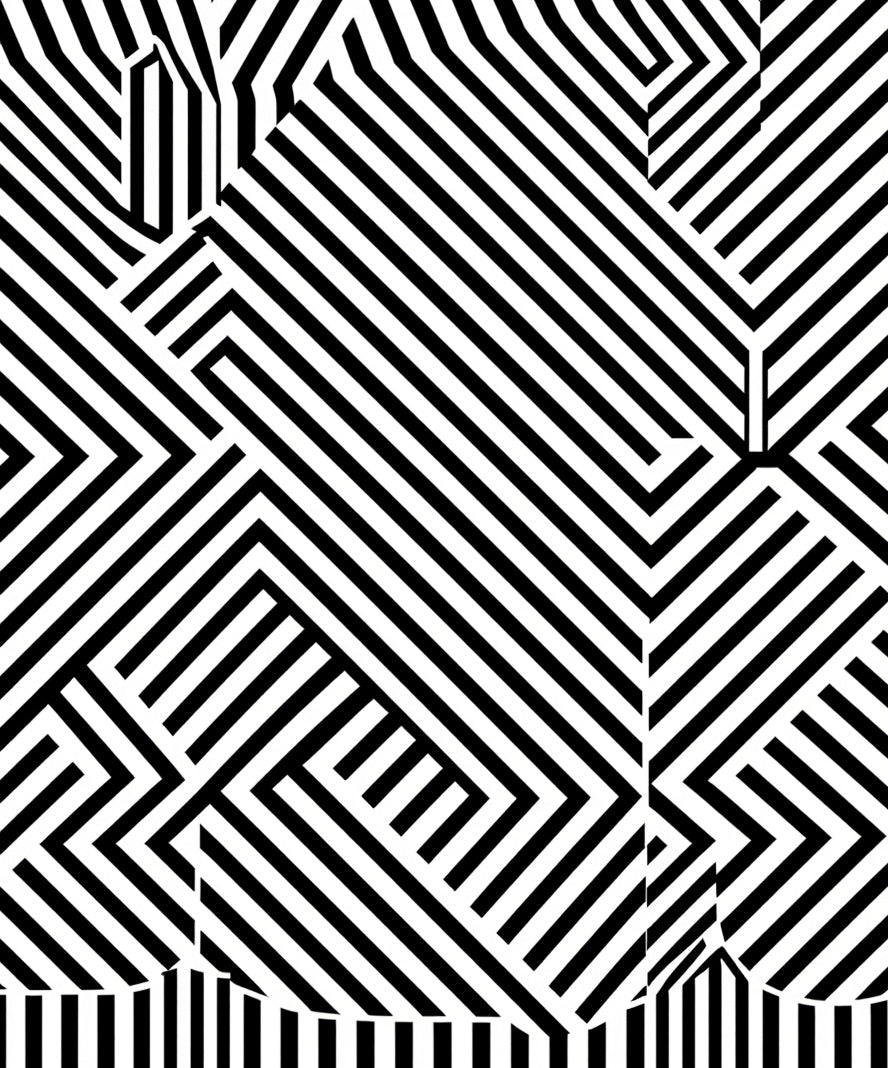 Bold Black White Geometric Illusion Rug