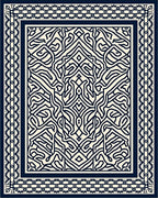 Intricate Maze Patterned Border Rug